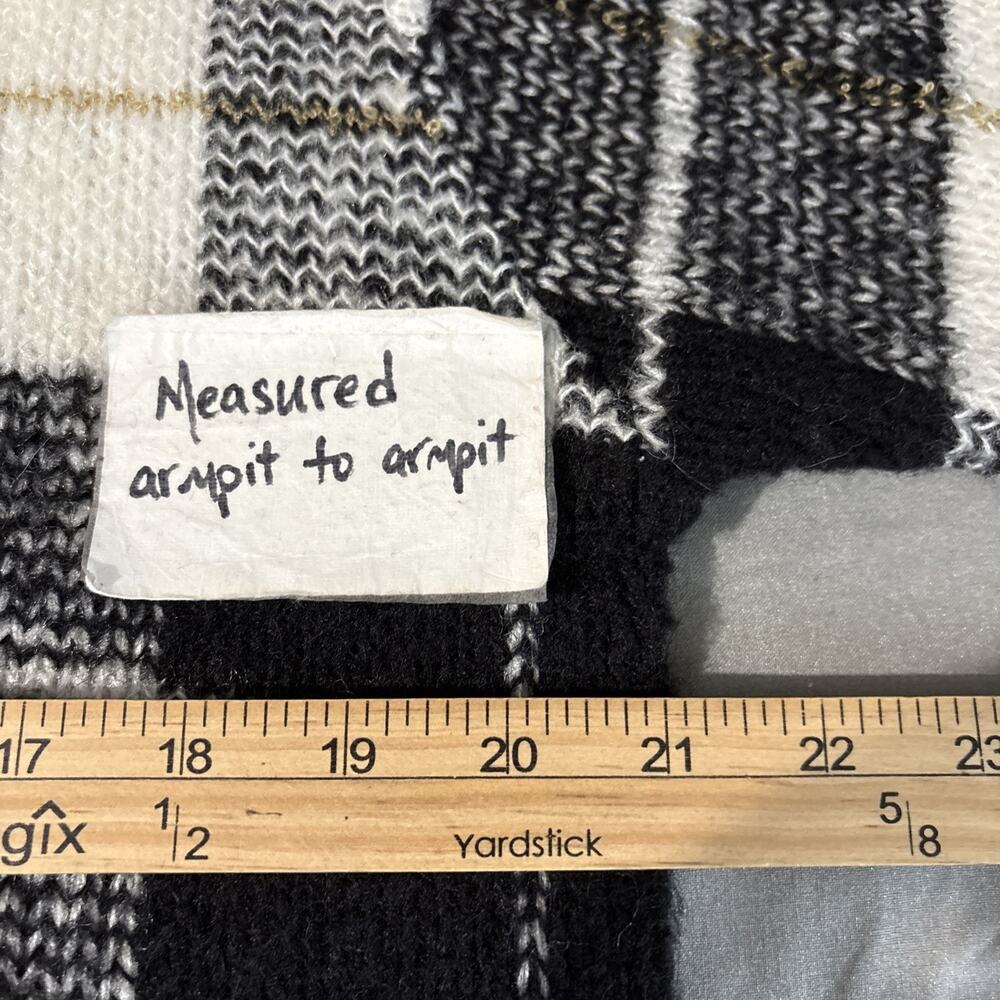 Vintage Boxy Plaid Sweater Size Medium Wool Cardigan Preppy Old Money Academia - Picture 7 of 8